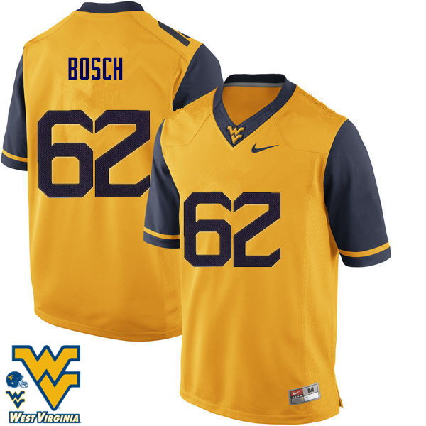 NCAA Men's Kyle Bosch West Virginia Mountaineers Gold #62 Nike Stitched Football College Authentic Jersey OZ23I62FA